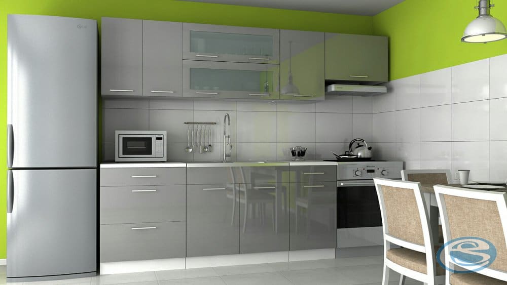 Kuchyňská linka Emilia 180/240 šedá vysoký lesk - FALCO