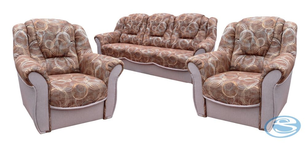 Sedací souprava Bára 3+1+1 hnědá kola/světlá - FALCO