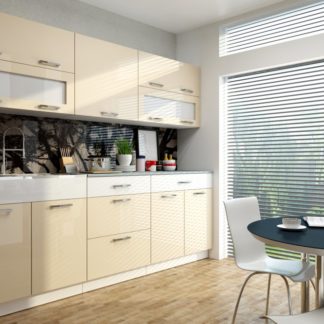 Kuchyňská linka Anika 220/220 cm vanilka  vysoký lesk - FALCO