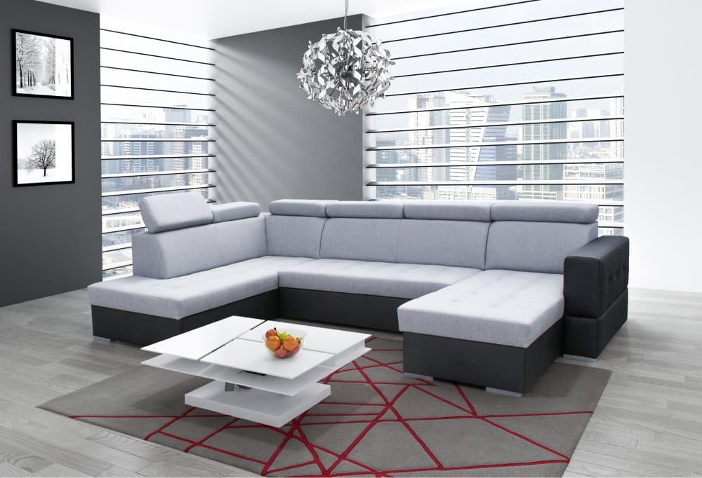 Sedací souprava do U Soft šedočerná pravá - FALCO