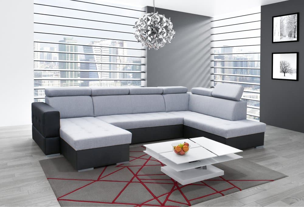 Sedací souprava do U Soft šedočerná levá - FALCO