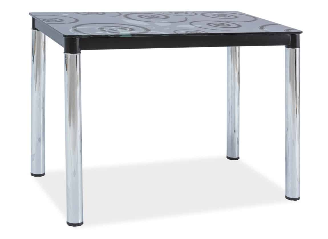 Jídelní stůl DAMAR II, sklo/černá-chrom