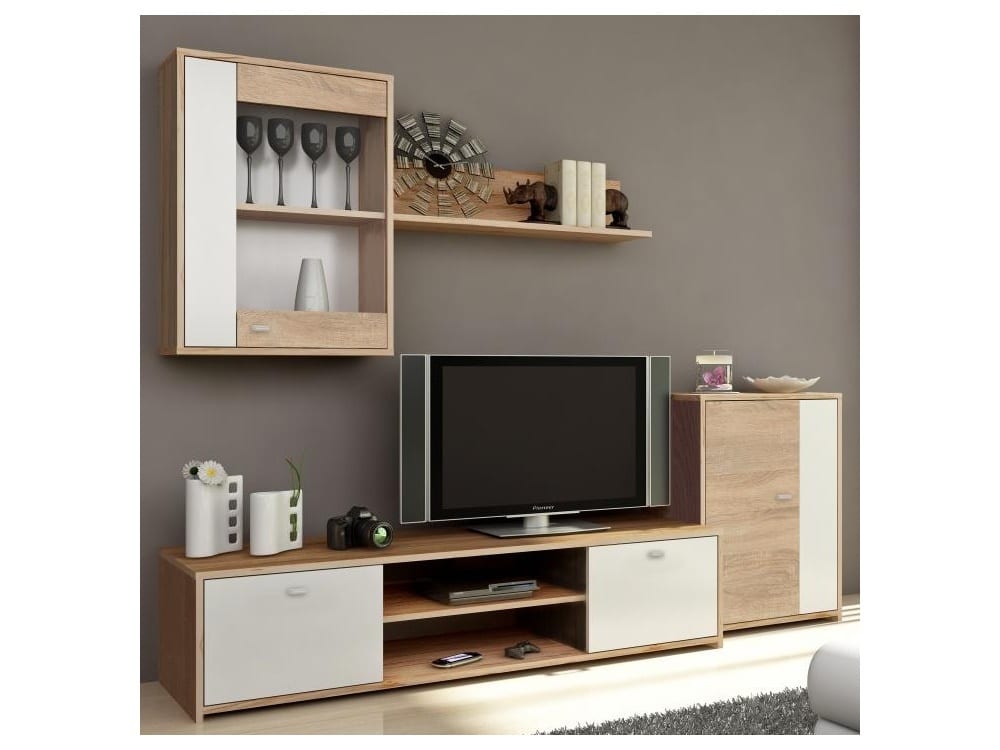 GENTA obývací stěna, dub sonoma / bílá