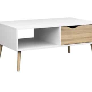 Retro konferenční stolek Oslo 75384 bílý/struktura dubu - TVI
