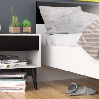 Retro noční stolek Oslo 75394 bílý/struktura dubu - TVI