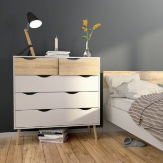 Retro zásuvková komoda Oslo 75456 bílá/struktura dubu - TVI