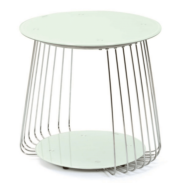 Odkládací stolek Rivoli, kov/bílé sklo