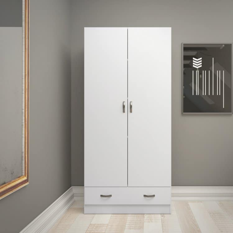 Bílá dvoudveřová šatní skříň 75088 - TVI