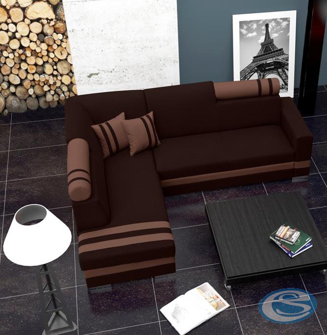 Rohová sedací souprava R1 tmavě hnědá pravá - FALCO