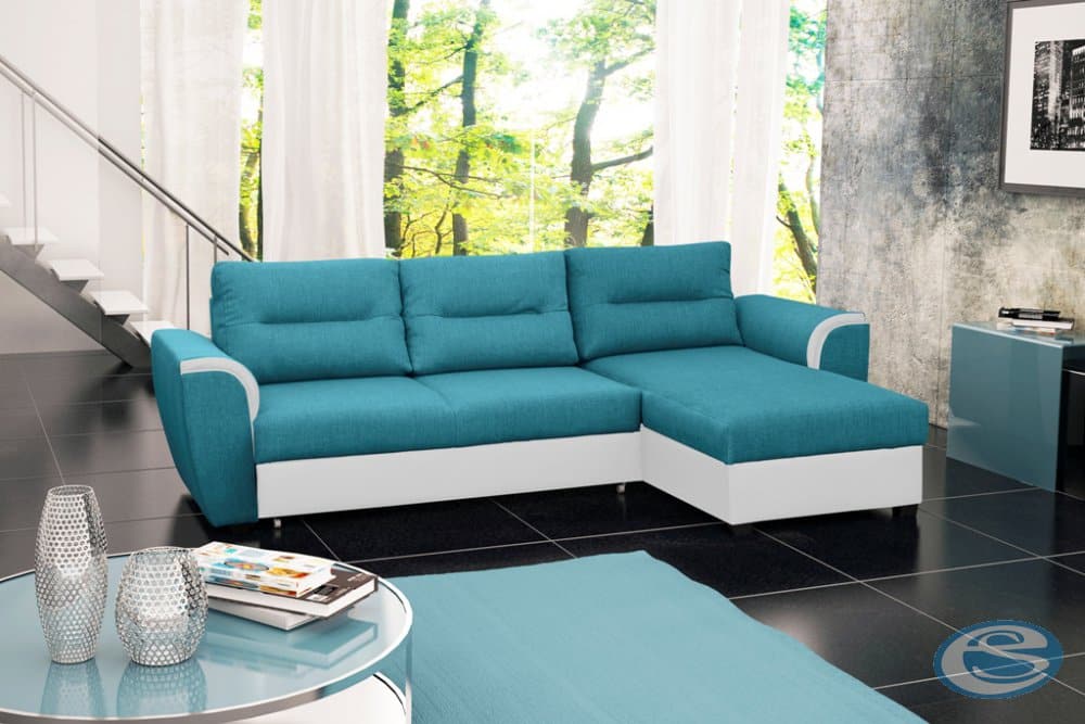 Rohová sedací souprava Tomek modro-bílá - FALCO