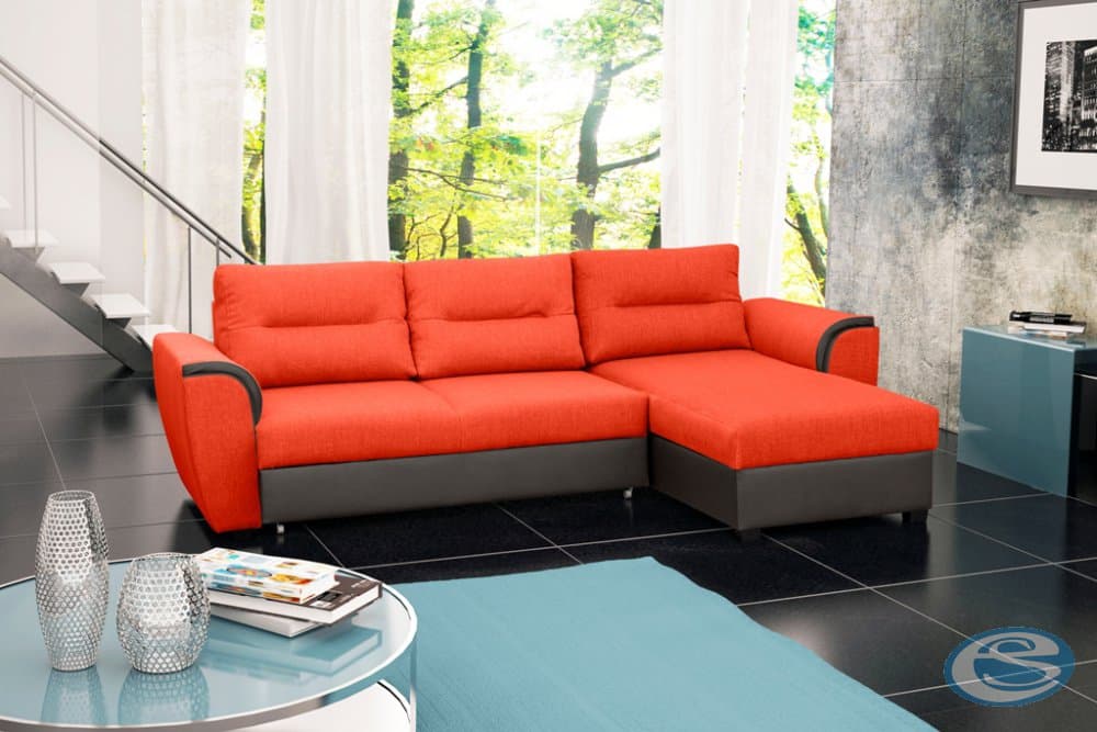 Rohová sedací souprava Tomek šedo-oranžová - FALCO