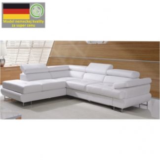Rozkládací rohová sedací souprava s úložným prostorem, L provedení, ekokůže bílá, BUTON - TempoKondela