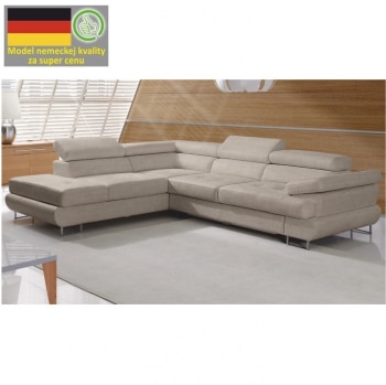 Rozkládací rohová sedací souprava s úložným prostorem, Ľ provedení, světle hnědá, BUTON - TempoKondela