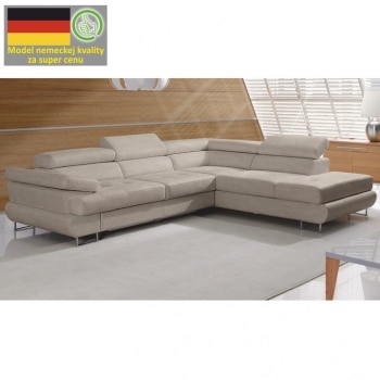 Rozkládací rohová sedací souprava s úložným prostorem, Ľ provedení, světle hnědá, BUTON - TempoKondela