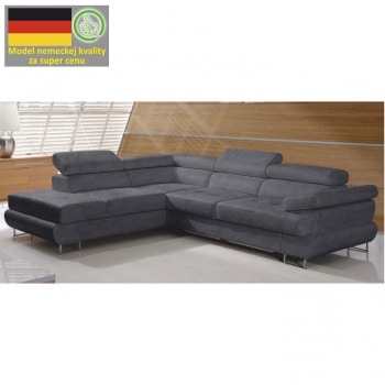 Rozkládací rohová sedací souprava s úložným prostorem, Ľ provedení, tmavě šedá, BUTON - TempoKondela
