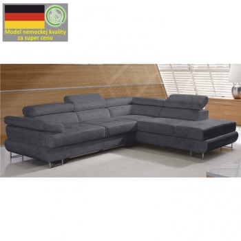 Rozkládací rohová sedací souprava s úložným prostorem, P provedení, tmavě šedá, BUTON - TempoKondela