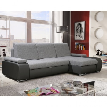 Rohová sedací souprava Late šedočerná pravá - TempoKondela