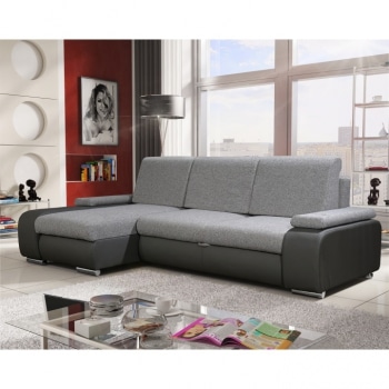 Rohová sedací souprava Late šedočerná levá - TempoKondela