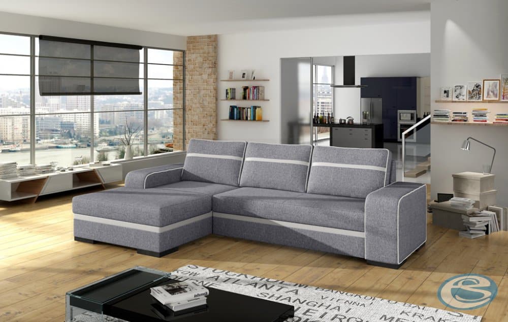 Rohová sedací souprava Finn šedo-bílá - FALCO