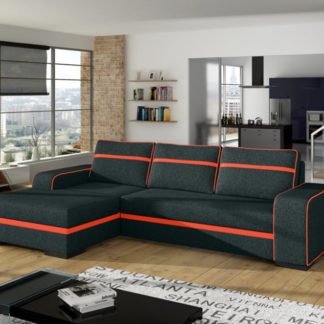 Rohová sedací souprava Finn černo-oranžová - FALCO