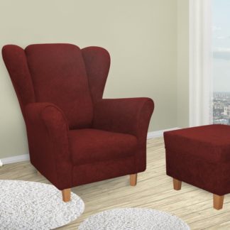 Křeslo ušák Jula bordó + taburet - FALCO