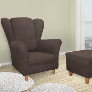 Křeslo ušák Jula hnědá + taburet - FALCO