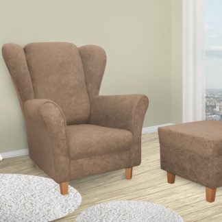 Křeslo ušák Jula cappucino + taburet - FALCO