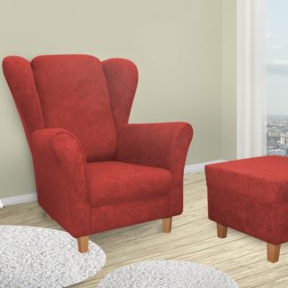 Křeslo ušák Jula červená + taburet - FALCO