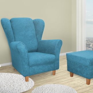 Křeslo ušák Jula modrá + taburet - FALCO