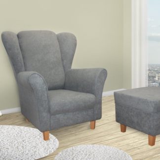 Křeslo Jula tm. šedá + taburet - FALCO