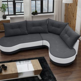 Sedací souprava Abi rohová tmavě šedá/bílá - FALCO