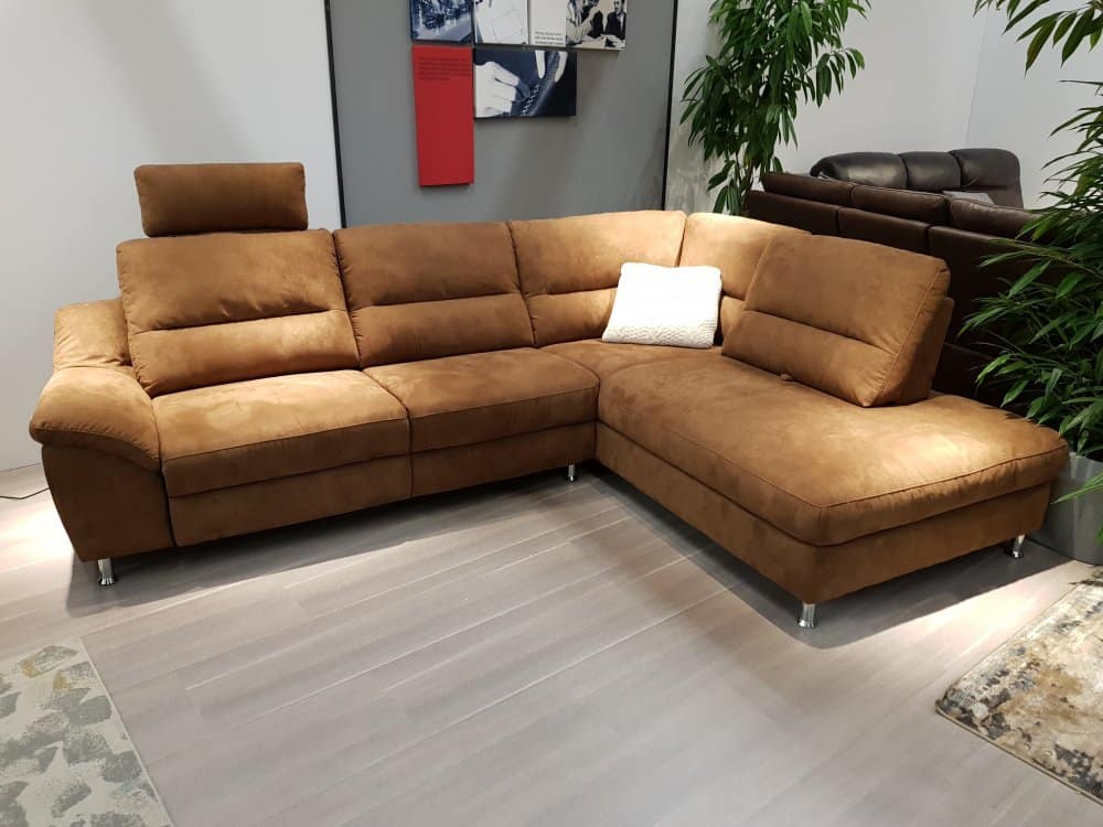 Rohová sedací souprava Africa s elektr.  polohováním pravá hnědá - FALCO