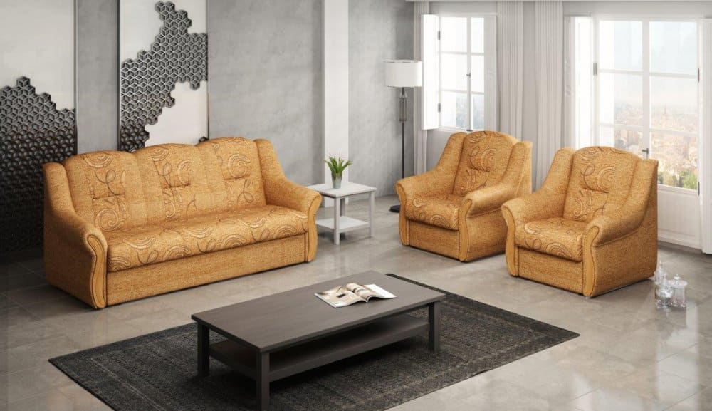 Sedací souprava Madeira 3+1+1 rozkládací žlutá - FALCO