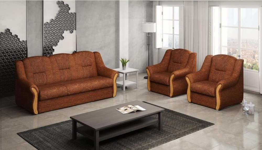 Sedací souprava Madeira 3+1+1 rozkládací hnědá - FALCO