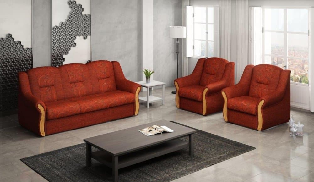 Sedací souprava Madeira 3+1+1 rozkládací cihlová - FALCO