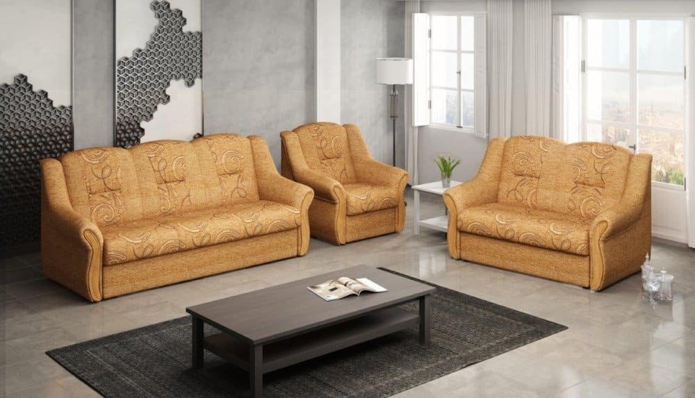 Sedací souprava Madeira 3+2+1 rozkládací žlutá - FALCO