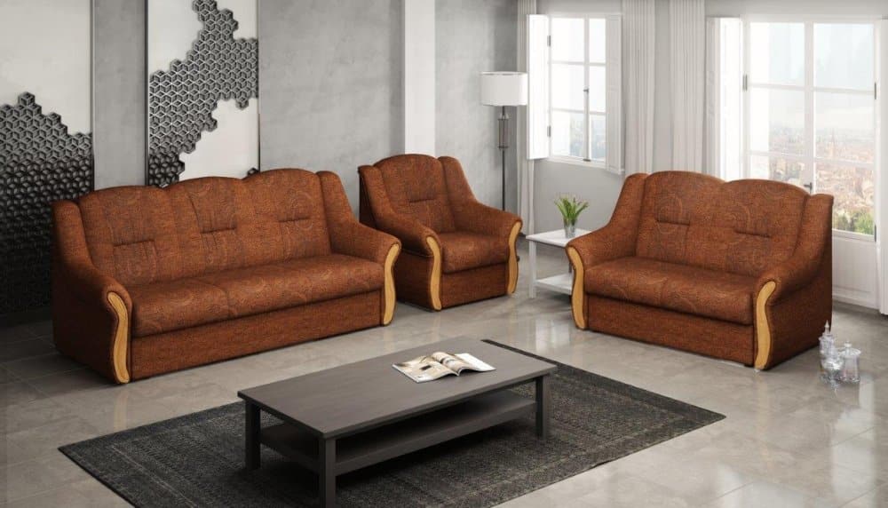 Sedací souprava Madeira 3+2+1 rozkládací hnědá - FALCO