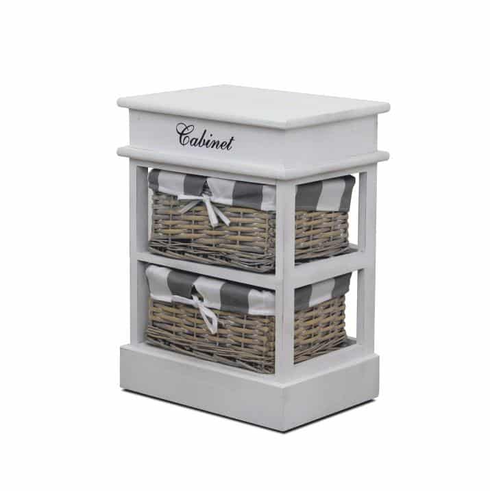Regál s proutěnými košíky MANON 2 bílá Tempo Kondela