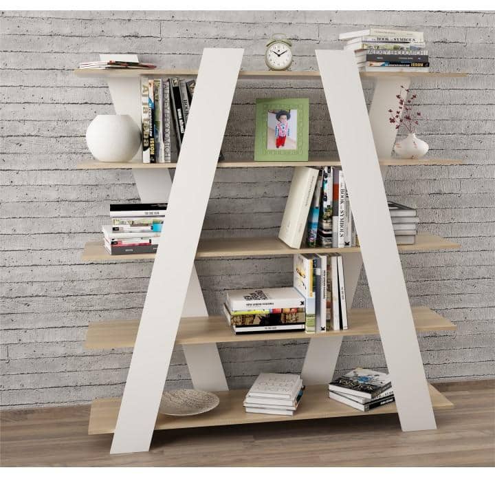 Moderní víceúčelový regál, dub sonoma / bílá, SALVI 0000132711 Tempo Kondela