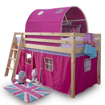 Dětská patrová postel Indigo růžová - TempoKondela