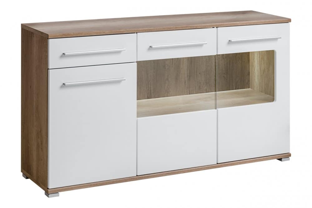Komoda Saala dub monument/bílý lesk - HALMAR