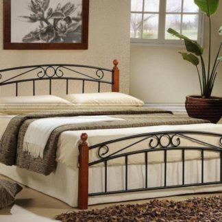 Kovová postel Dolores 160x200 ant.třešeň/černý kov - TempoKondela