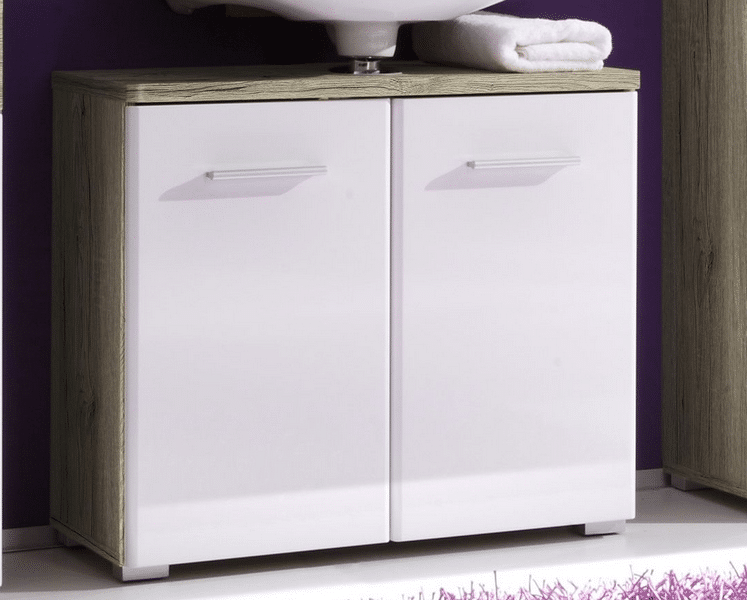 Koupelnová skříňka pod umyvadlo Barolo, dub san remo/lesklá bílá