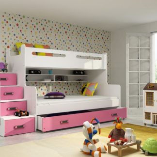 Patrová postel Max 3 x matrací PUR růžová - BM