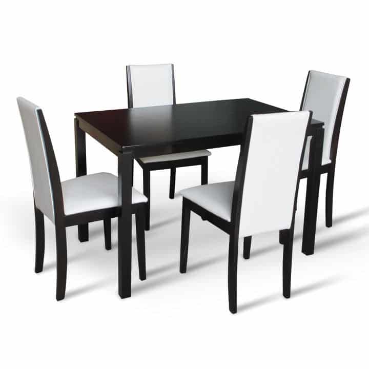 Jídelní komplet 1 + 4, wenge / bílá, Venis NEW 0000203073 Tempo Kondela