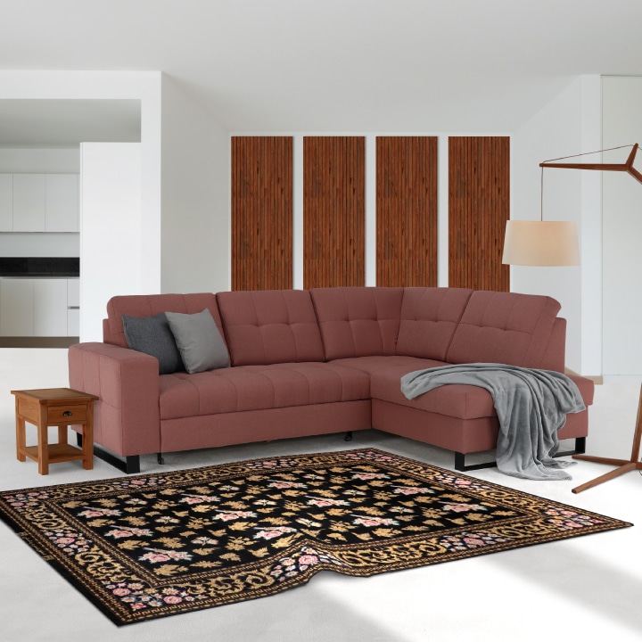 Sedací souprava, lososová/šedá/světle šedá, pravá, BYRON 0000237624 Tempo Kondela