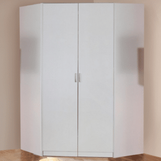 Rohová šatní skříň Bremen, bílá