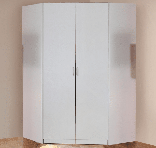 Rohová šatní skříň Bremen, bílá