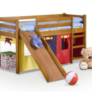 Dětská postel Neo Plus borovice se skluzavkou - HALMAR