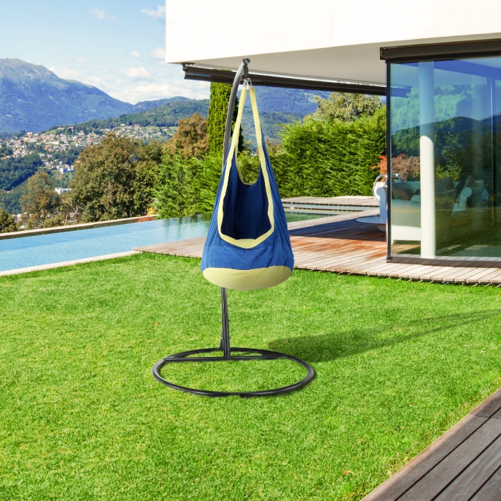 Závěsné houpací křeslo, modrá / žlutá, BEN 0000218003 Tempo Kondela